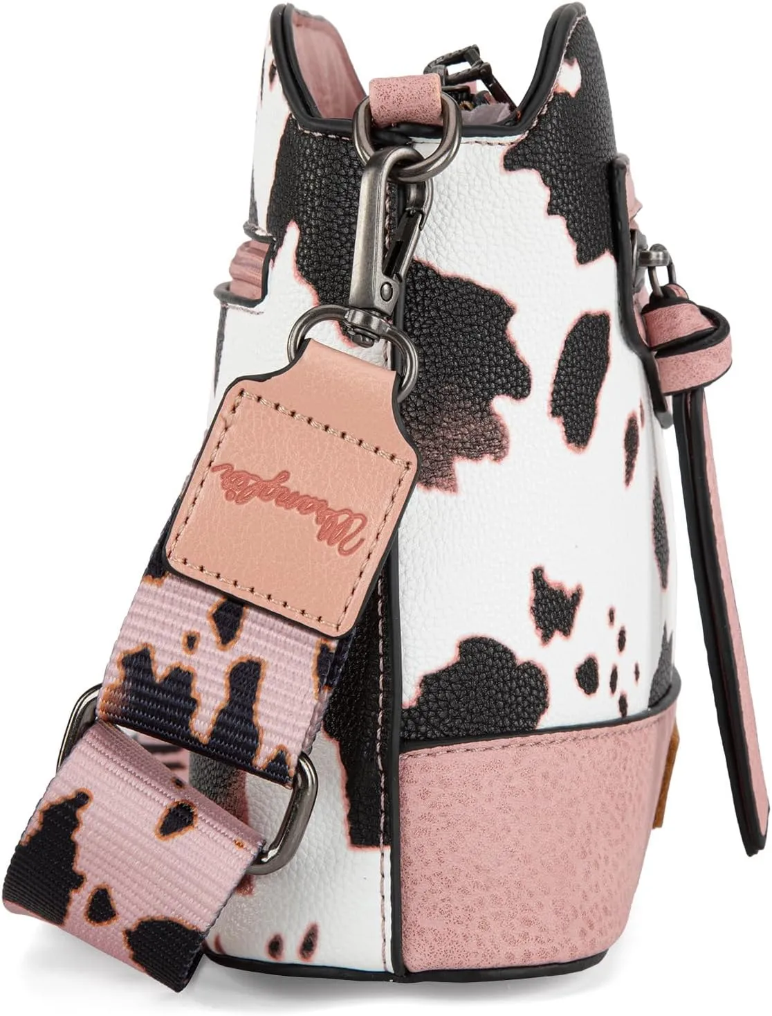 Wrangler Cow Print Crossbody Bag for Women Western Cross Body Purse with Signature Strap
