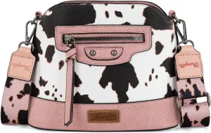 Wrangler Cow Print Crossbody Bag for Women Western Cross Body Purse with Signature Strap