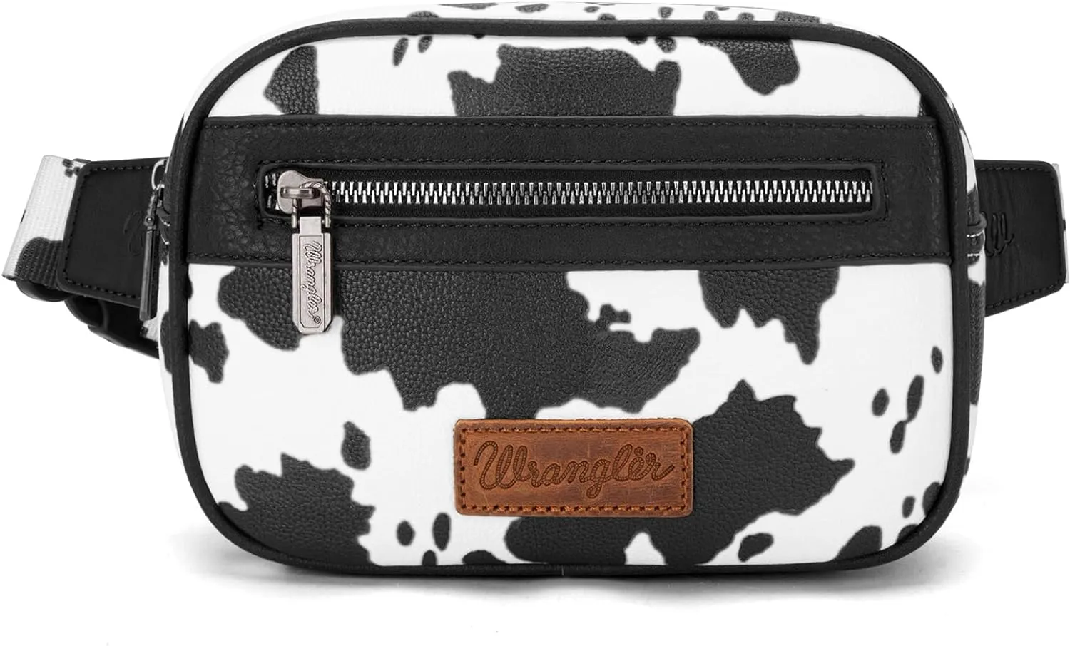 Wrangler Waist Pack for Women Cow Print Fanny Pack Men's Crossbody Belt Bag, Black