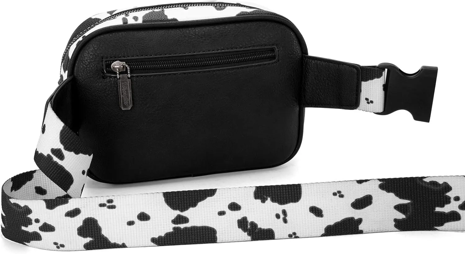 Wrangler Waist Pack for Women Cow Print Fanny Pack Men's Crossbody Belt Bag, Black
