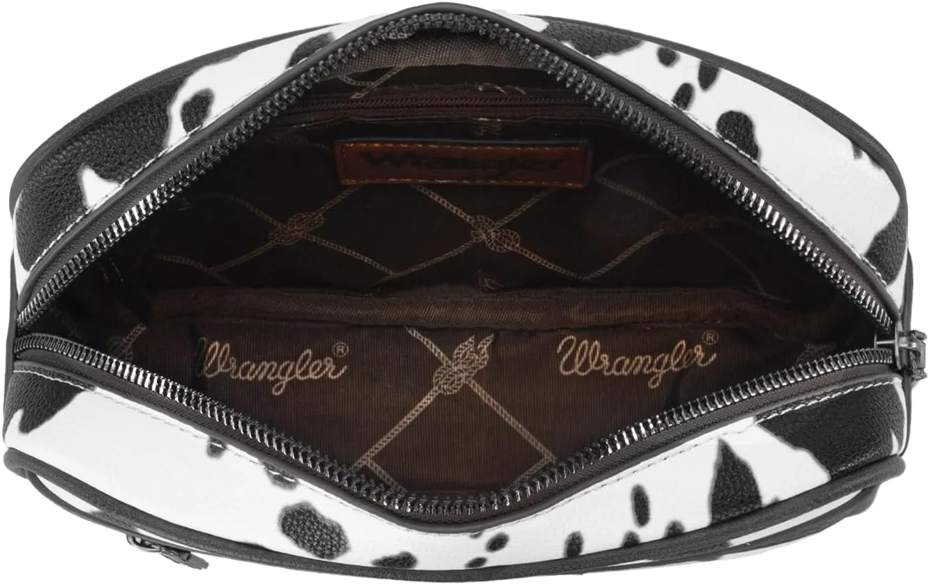 Wrangler Waist Pack for Women Cow Print Fanny Pack Men's Crossbody Belt Bag, Black