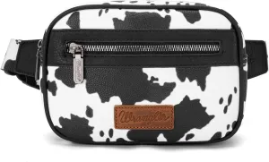 Wrangler Waist Pack for Women Cow Print Fanny Pack Men's Crossbody Belt Bag, Black