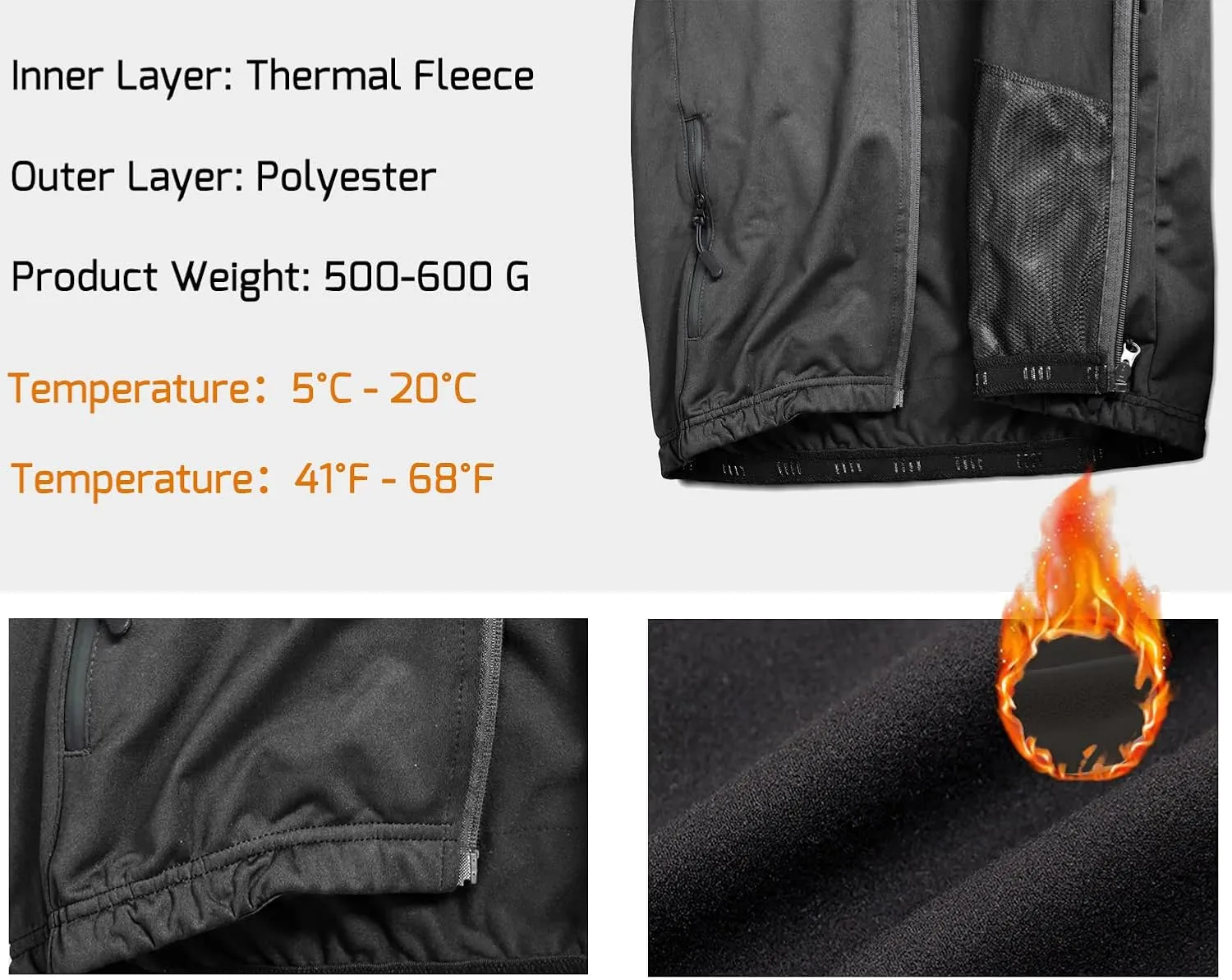 Wulibike Cycling Jackets for Men, Reflective Running Jacket Men Winter Cold Weather Cycling Clothing Full Zip with Pockets