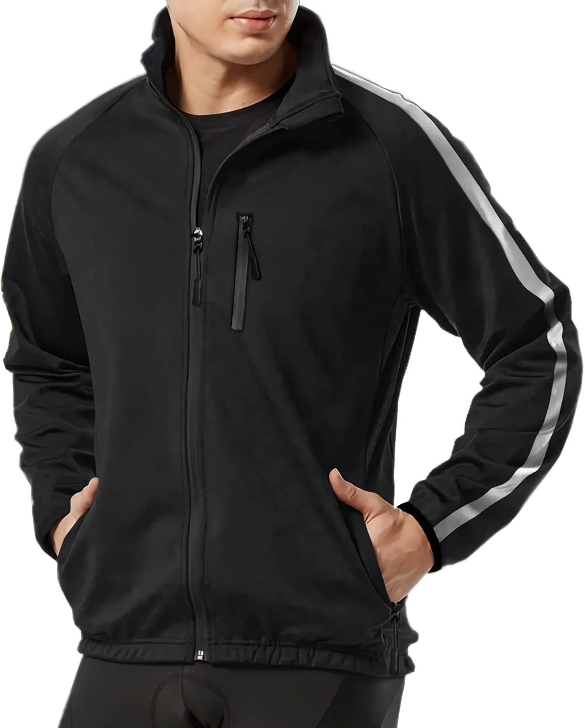 Wulibike Cycling Jackets for Men, Reflective Running Jacket Men Winter Cold Weather Cycling Clothing Full Zip with Pockets