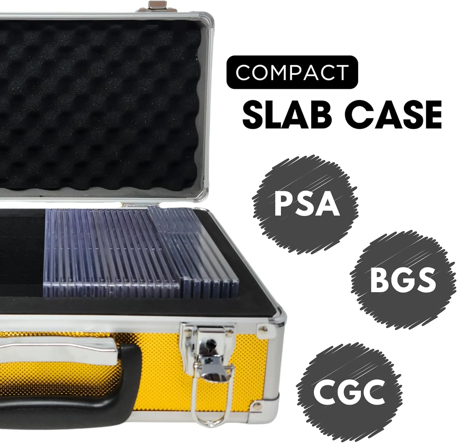 X-40 Compact Metal Slab Case | PSA BGS CGC | Durable Aluminum Briefcase for Graded Sports & Trading Cards | PSA Card Case & Graded Slab Storage Case Box (Gold)