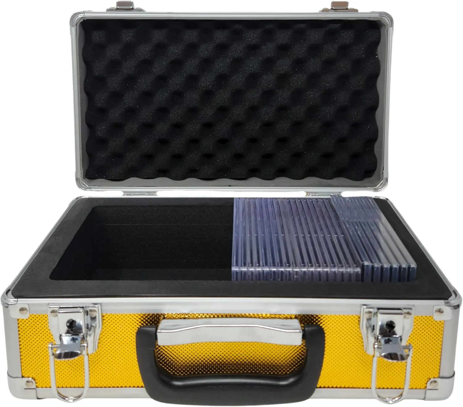 X-40 Compact Metal Slab Case | PSA BGS CGC | Durable Aluminum Briefcase for Graded Sports & Trading Cards | PSA Card Case & Graded Slab Storage Case Box (Gold)