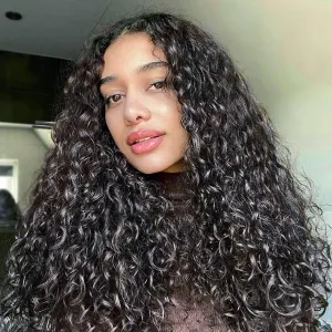X-TRESS 180 Density Deep Wave Curly Hd Lace Front Wigs For Black And White Women Glueless Wigs Pre Plucked Pre Cut 13x4x1 Highlight Synthetic Lace Frontal Wig Long 26 Inch Water Wavy