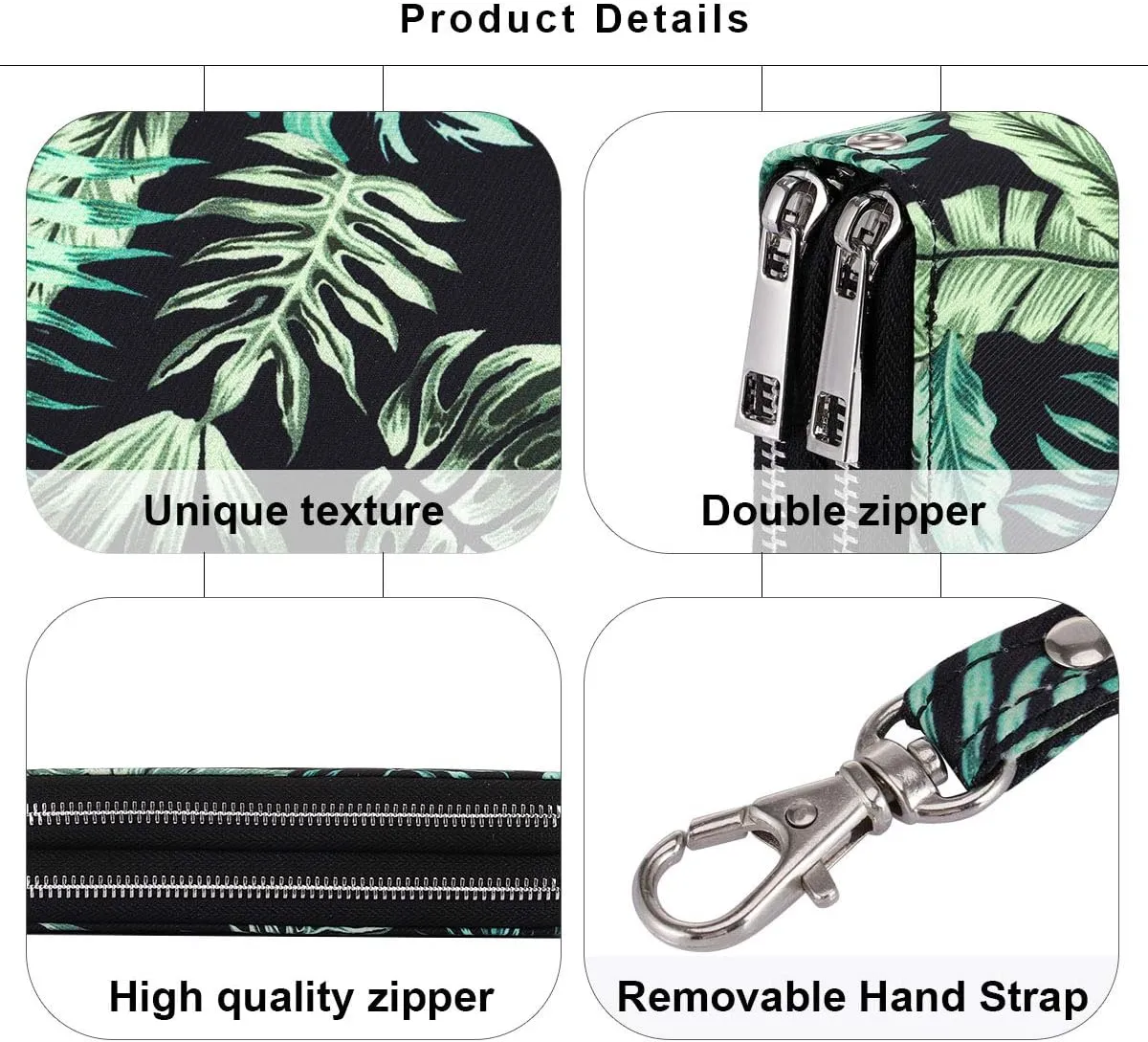 XEYOU Double Zipper Long Clutch Wallet Cellphone Wallet for Women with Removable Wristlet Strap for Credit Card, Cash, Coin, Bill