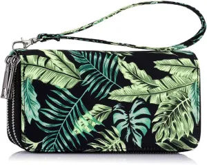 XEYOU Double Zipper Long Clutch Wallet Cellphone Wallet for Women with Removable Wristlet Strap for Credit Card, Cash, Coin, Bill