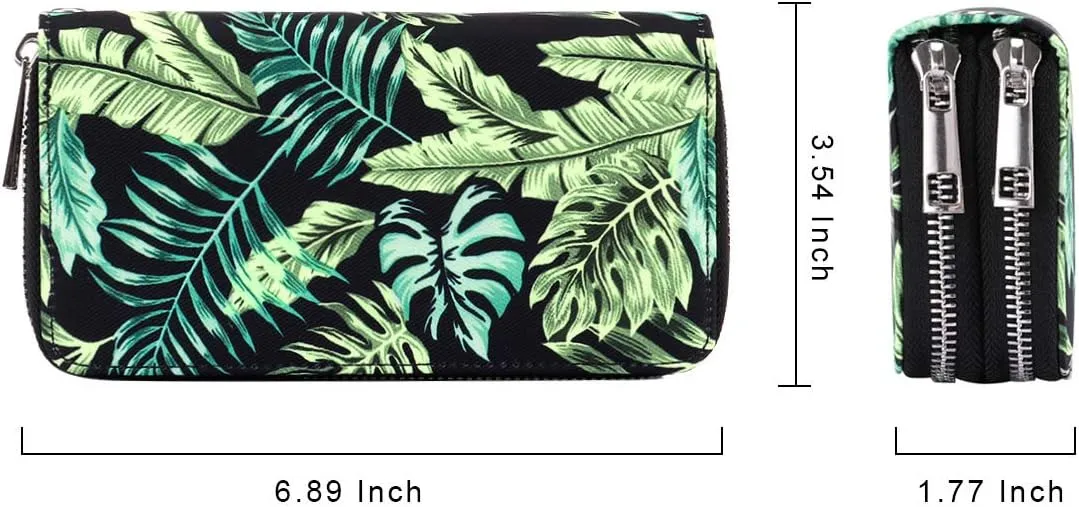 XEYOU Double Zipper Long Clutch Wallet Cellphone Wallet for Women with Removable Wristlet Strap for Credit Card, Cash, Coin, Bill