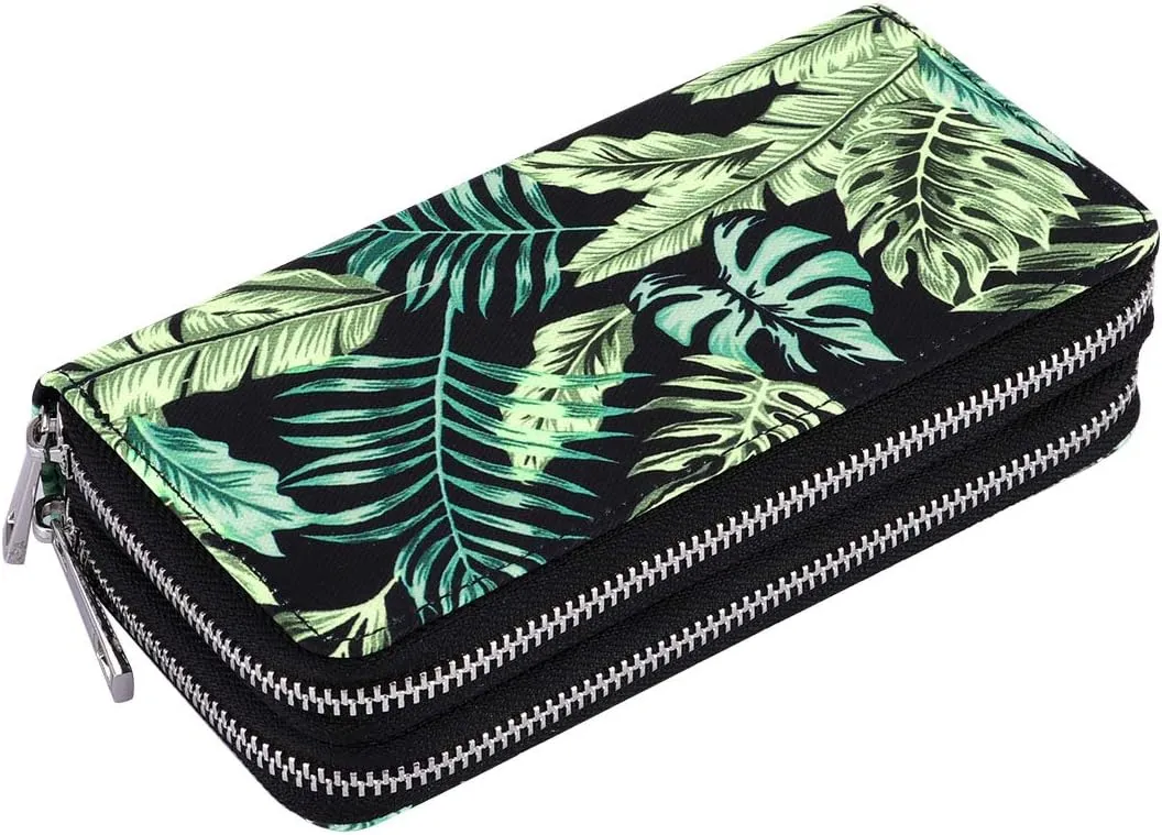 XEYOU Double Zipper Long Clutch Wallet Cellphone Wallet for Women with Removable Wristlet Strap for Credit Card, Cash, Coin, Bill