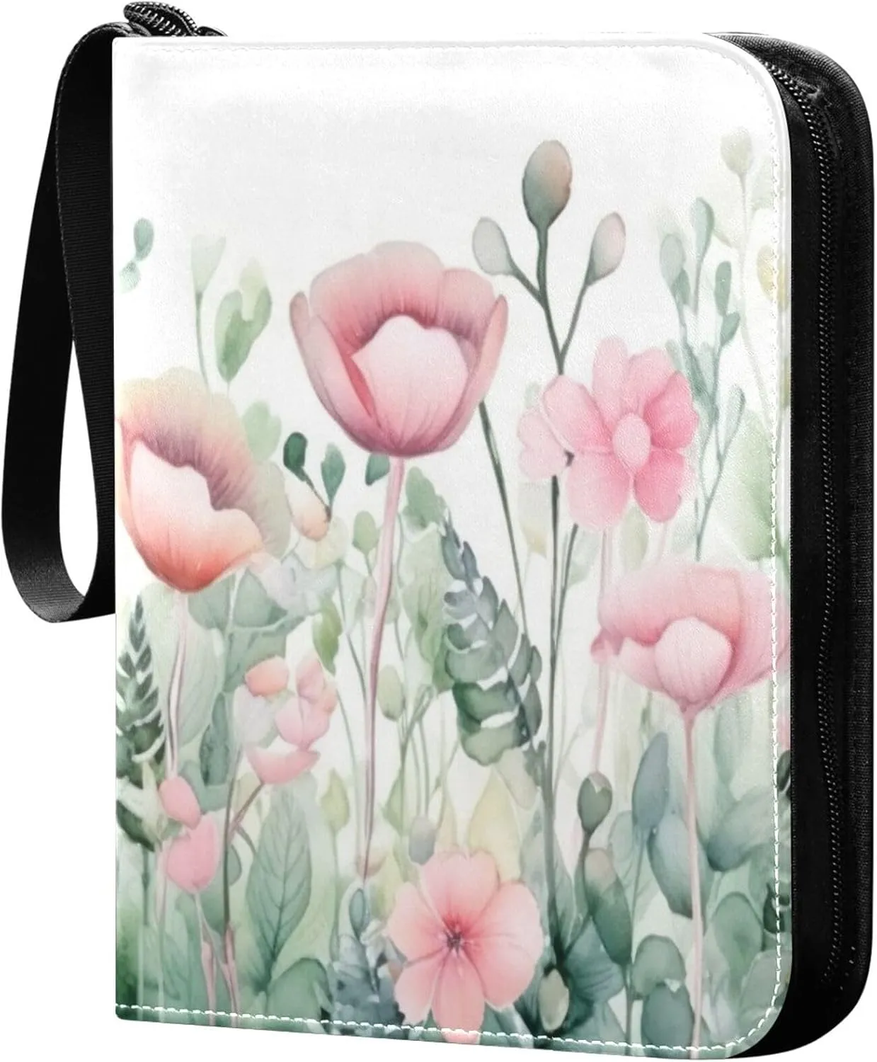 xigua Colorful Herbal Wildflower Card Binder 4-Pockets, Trading Card Binder 400 Pockets Baseball Card Binder Waterproof PU Leather Card Collection Binder for Games Card Album Card