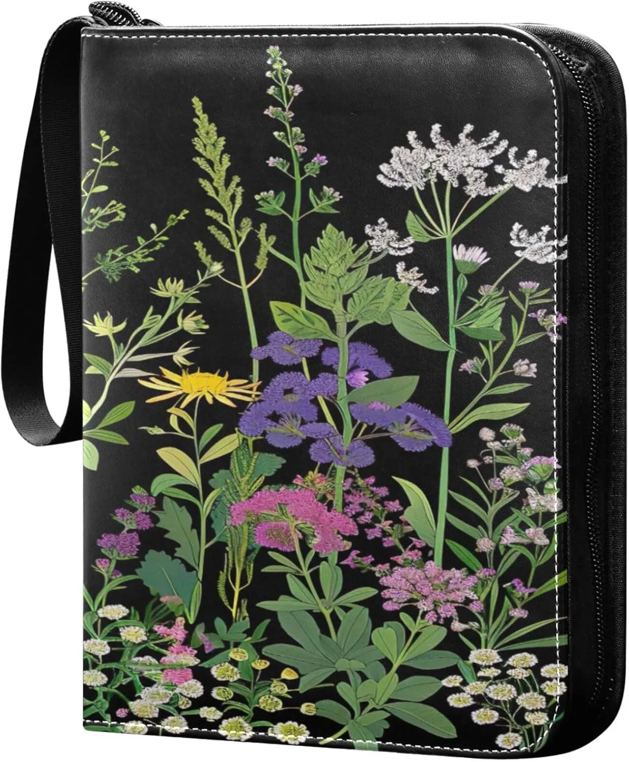 xigua Colorful Herbal Wildflower Card Binder 4-Pockets, Trading Card Binder 400 Pockets Baseball Card Binder Waterproof PU Leather Card Collection Binder for Games Card Album Card