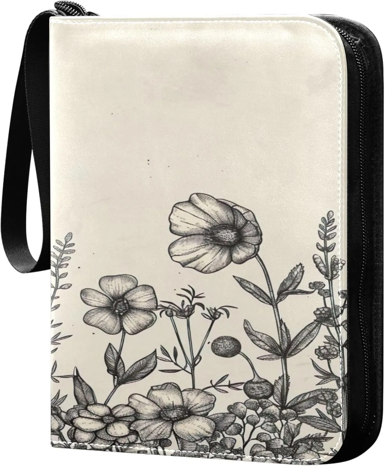 xigua Colorful Herbal Wildflower Card Binder 4-Pockets, Trading Card Binder 400 Pockets Baseball Card Binder Waterproof PU Leather Card Collection Binder for Games Card Album Card