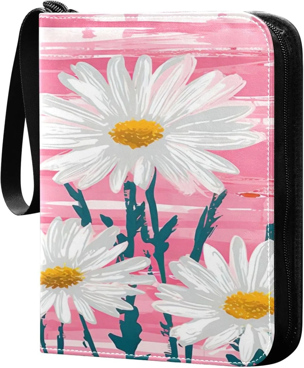 xigua Colorful Herbal Wildflower Card Binder 4-Pockets, Trading Card Binder 400 Pockets Baseball Card Binder Waterproof PU Leather Card Collection Binder for Games Card Album Card