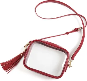 Yarnic Stadium Approved PVC Crossbody Purse - Small Clear Bag with Adjustable Shoulder Strap