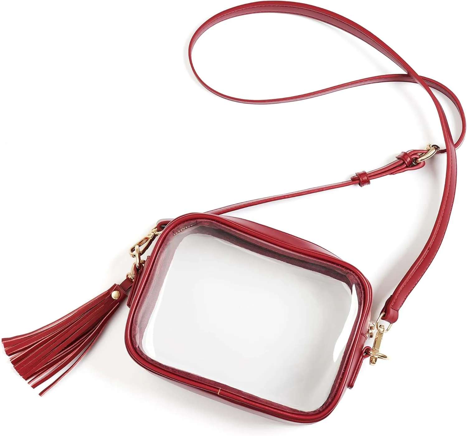 Yarnic Stadium Approved PVC Crossbody Purse - Small Clear Bag with Adjustable Shoulder Strap