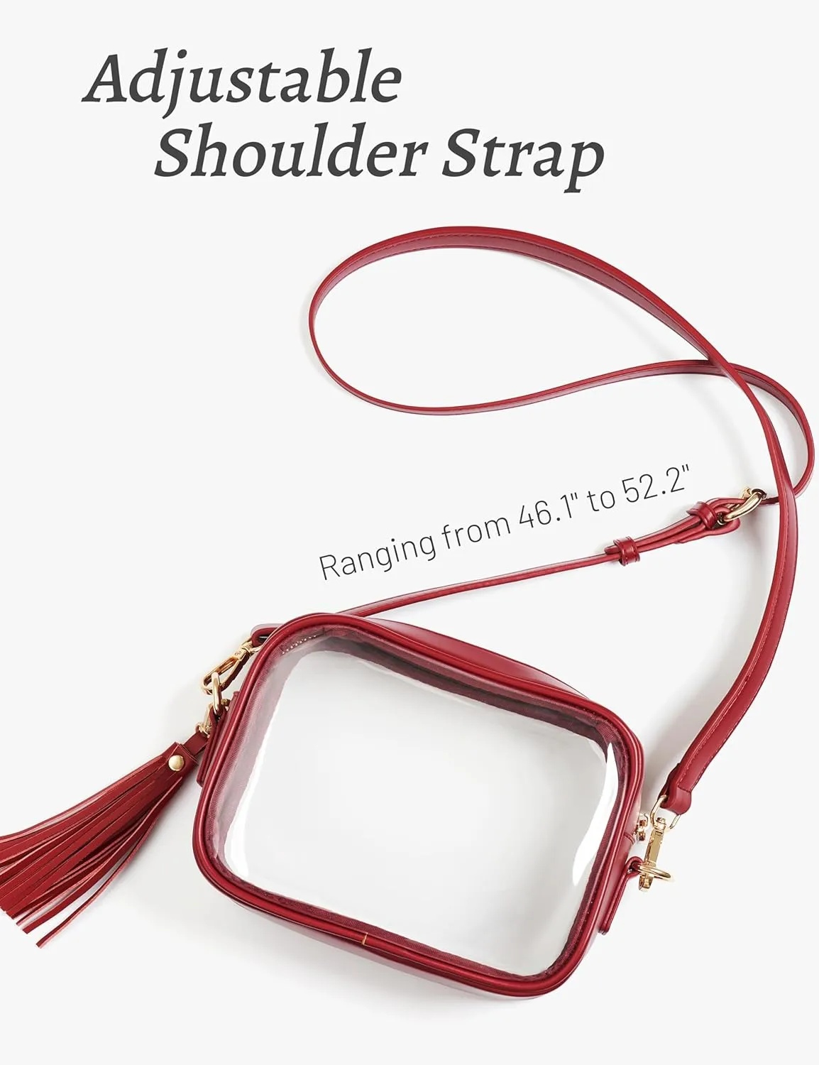 Yarnic Stadium Approved PVC Crossbody Purse - Small Clear Bag with Adjustable Shoulder Strap