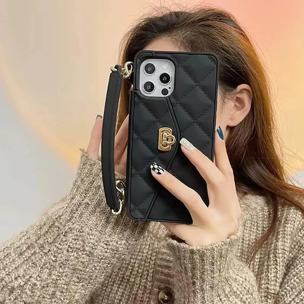 Yatchen Wallet Case for iPhone 13 Pro,Crossbody Phone Case with Lanyard Strap Cute Flip Credit Card Holder Soft Silicone Girls Lady Handbag Case for iPhone 13 Pro Black