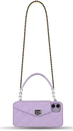 Yatchen Wallet Case for iPhone 14 Pro,Crossbody Phone Case with Lanyard Strap Cute Flip Credit Card Holder Soft Silicone Girls Lady Handbag Case for iPhone 14 Pro Purple