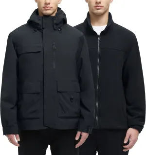 YGREYG Men's 3 in 1 Waterproof Winter Jackets Ski Warm Snow Rain Coat Puffer Liner Hood Windbreaker