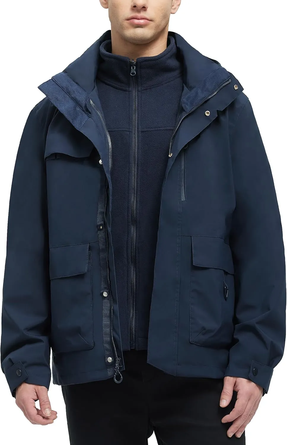 YGREYG Men's 3 in 1 Waterproof Winter Jackets Ski Warm Snow Rain Coat Puffer Liner Hood Windbreaker