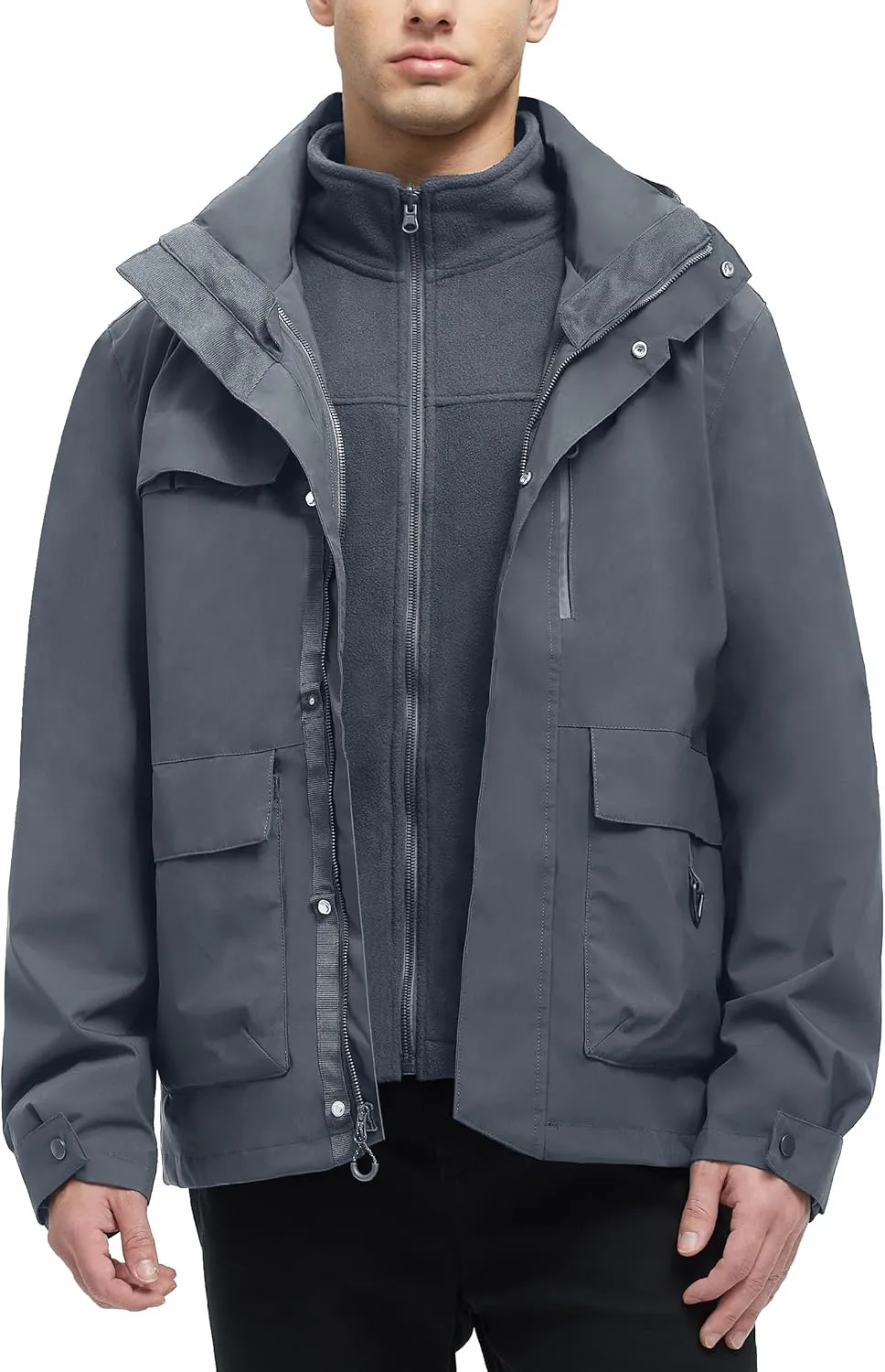 YGREYG Men's 3 in 1 Waterproof Winter Jackets Ski Warm Snow Rain Coat Puffer Liner Hood Windbreaker