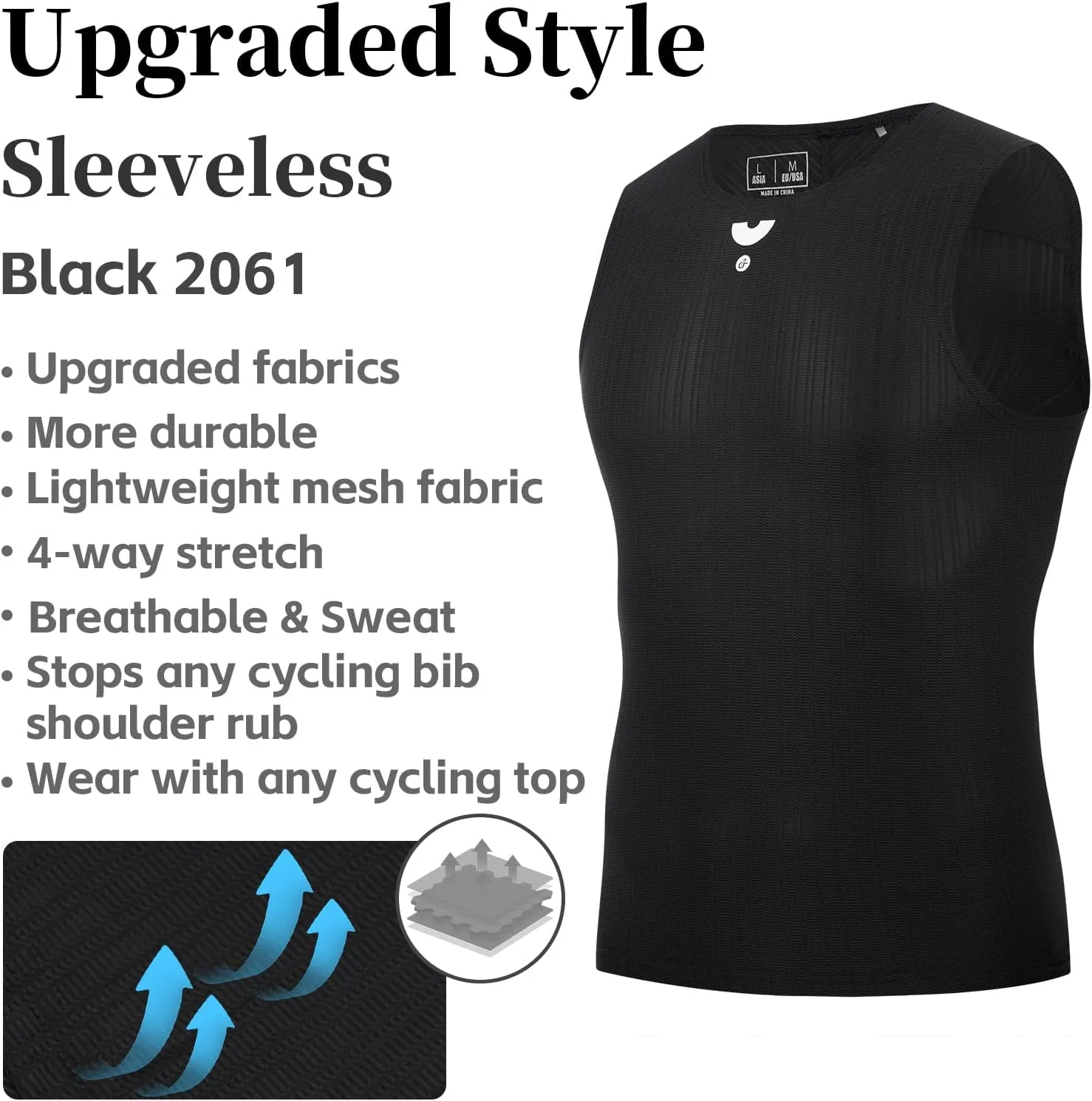 YKYWBIKE Men's Cycling Base Layer Sleeveless Cycling Jersey Men Quick Dry Bicycle Undershirt Mesh Bike Base Layer Vests