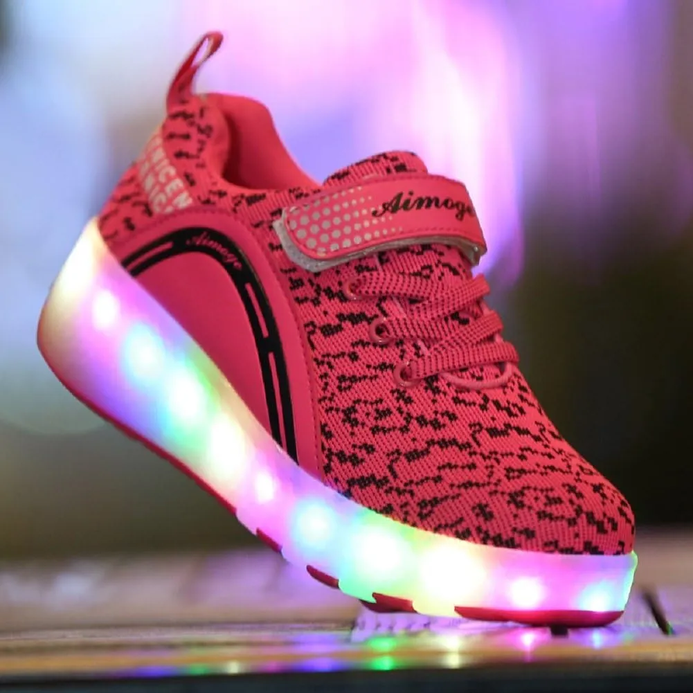 Ylllu Kids LED Roller Skate Shoes with Single Wheel Light up Roller Shoes Gift for Girls Boys Children