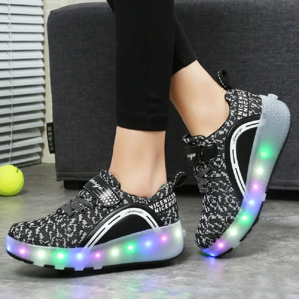 Ylllu Kids LED Roller Skate Shoes with Single Wheel Light up Roller Shoes Gift for Girls Boys Children