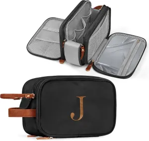 YOOLIFE Toiletry Bag - Personalized Gifts for Women Mom Her Initial Travel Toiletry Bag Water Resistant Travel Essentials for Women, Portable Organizer for Accessories, Birthday Gifts Letter J Black