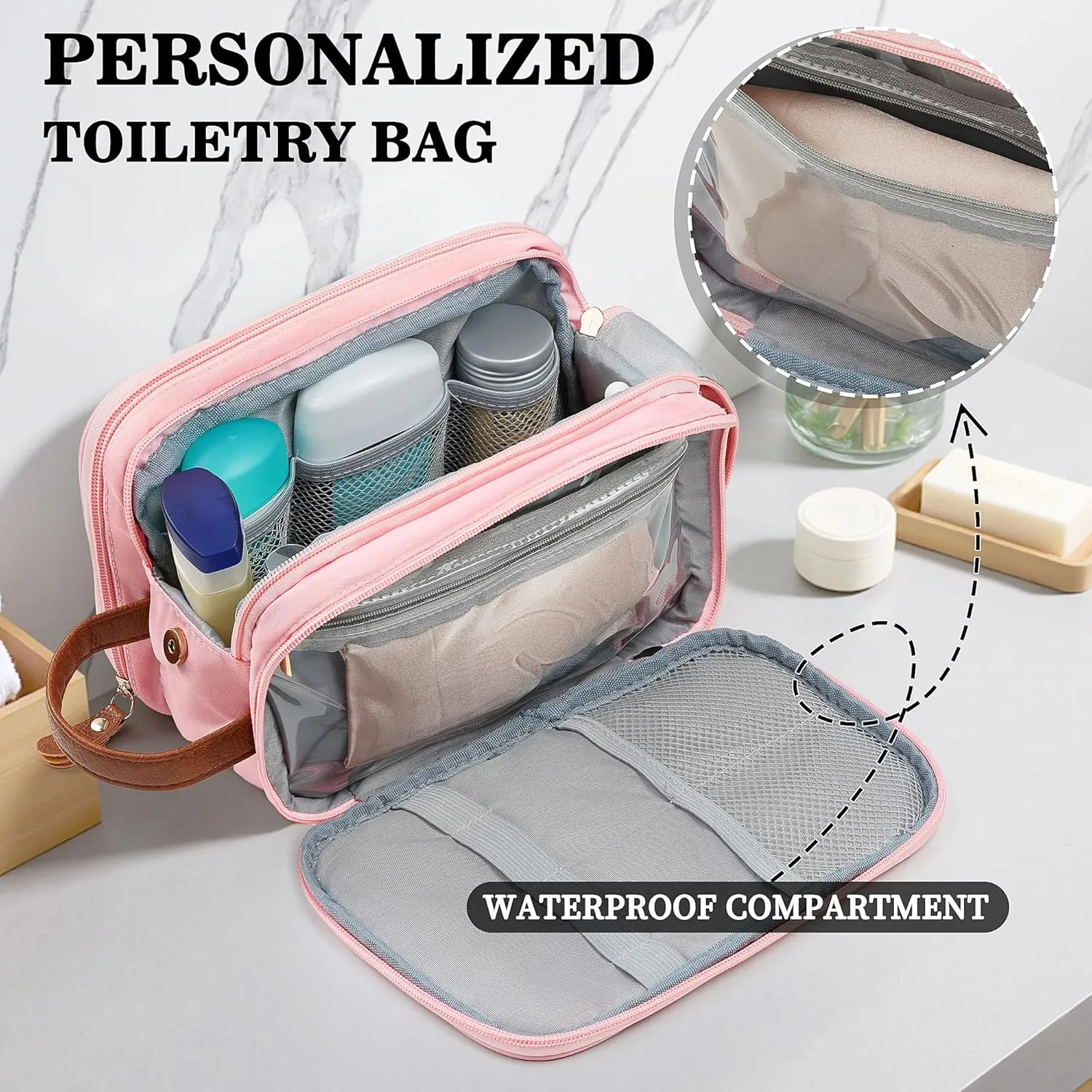 YOOLIFE Toiletry Bag - Personalized Gifts for Women Mom Her Initial Travel Toiletry Bag Water Resistant Travel Essentials for Women, Portable Organizer for Accessories, Birthday Gifts Letter J Black