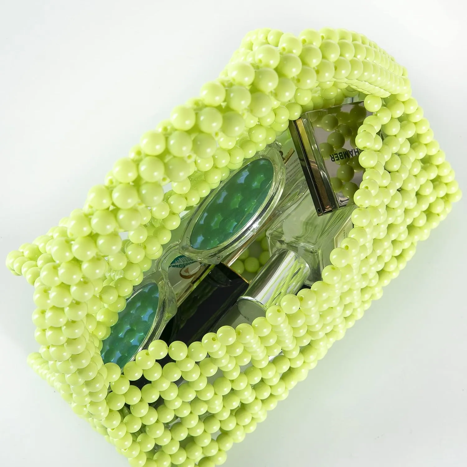 YUSHINY Candy Color Acrylic Beaded Hollow Handbag Evening Clutch Triangle Bags for Wedding Party