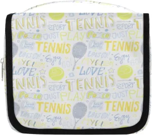 Yzrwebo Sport Tennis Hanging Toiletry Bag for Women Man, Tennis Rackets Portable Travel Makeup Bag Water Resistant Travel Bag Bathroom Organizer Toiletries Bag for Cosmetics Essentials Accessories