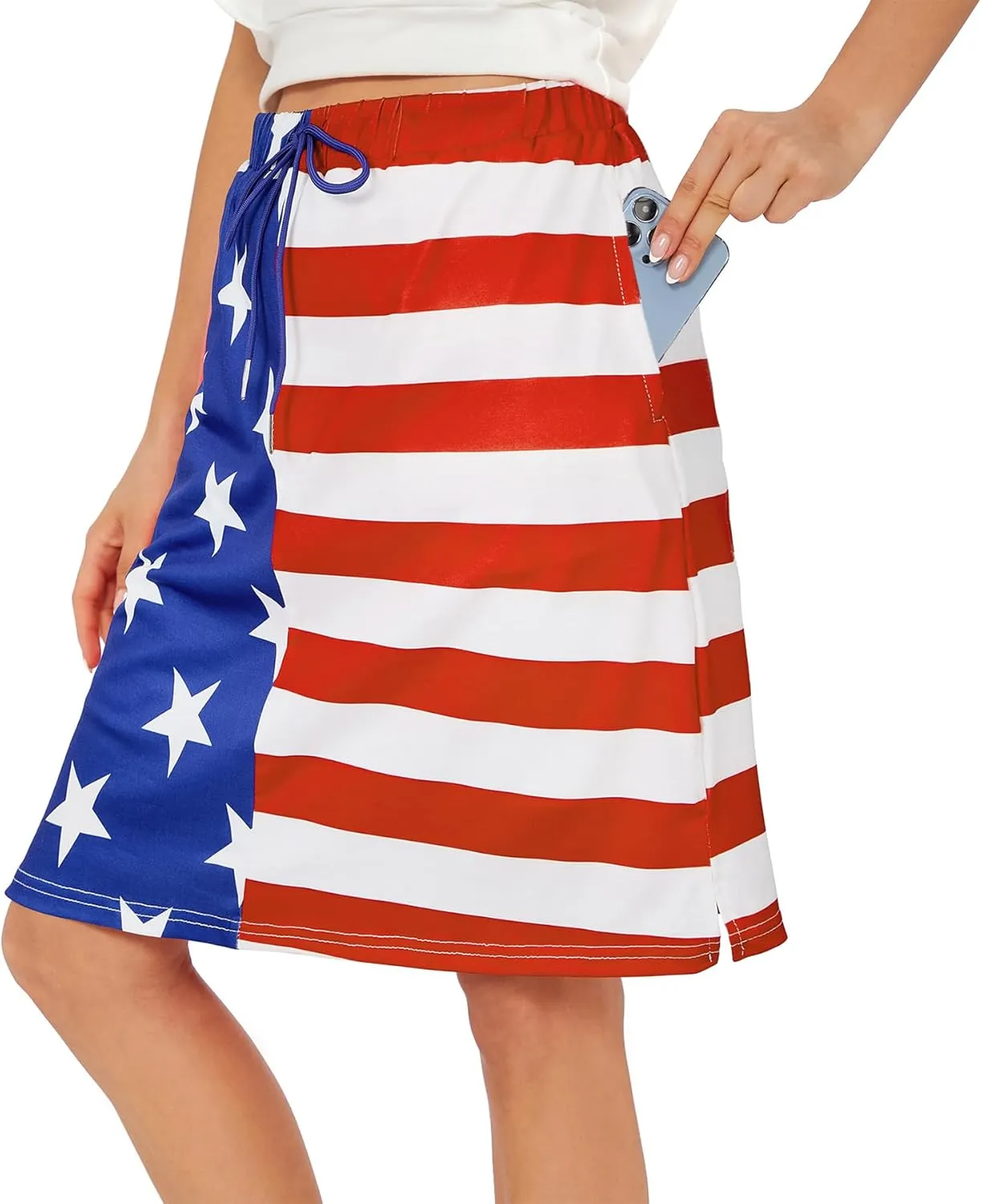 Zando Tennis Skirts for Women with Pockets Athletic Knee Length Golf Casual Skorts Shorts Sports Drawstring Waist Skirt