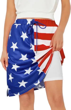 Zando Tennis Skirts for Women with Pockets Athletic Knee Length Golf Casual Skorts Shorts Sports Drawstring Waist Skirt