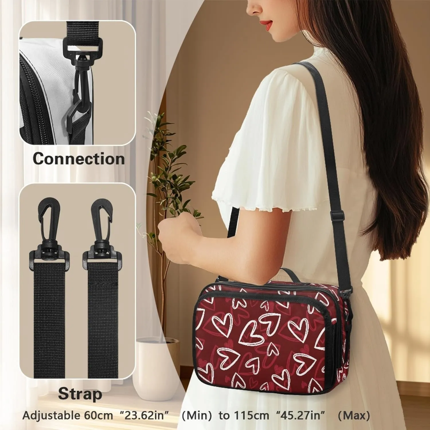 Zanxaintu Heart Small Diaper Bag Lightweight Stroller Diaper Bag with Pocket Diaper Bag Accessories Detachable Stroller Caddy Mini Diaper Bag Crossbody Fits All Strollers