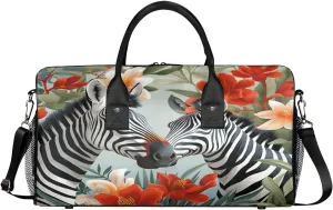 Zebra Travel Duffle Bag for Women Men Foldable Waterproof Weekender Bag Carry on Tote for Overnight Sports Gym Tropical Animal Zebra