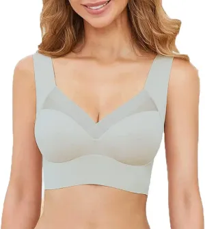 Zen Chic Bra Ultimate Lift Full-Figure Fashion Deep Cup Wireless Seamless Mesh Bras Padded Push Up Back Fat