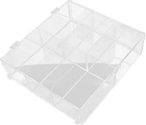 Zerodeko Desktop Acrylic Makeup Holder with Clear Lid Multi Compartment Storage Box for Cotton Pads Swabs Sponges for Bathroom Vanity Makeup Table Organization